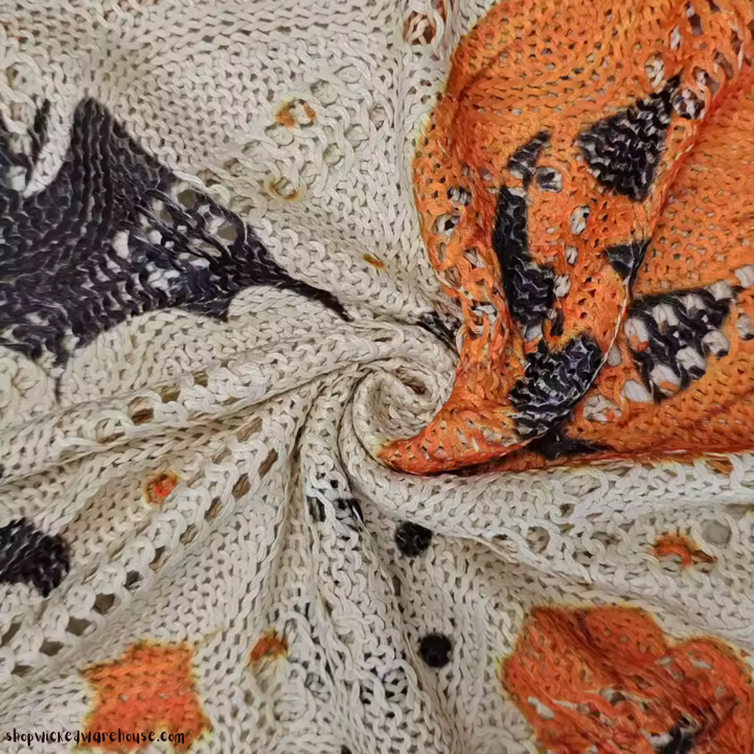 Halloween Pumpkin Print Knit Top
